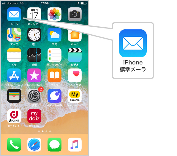 iPhoneの標準メーラー