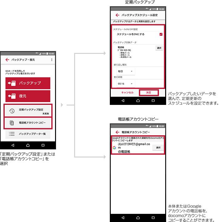 電話帳をGoogleアカウントからdocomoアカウントにコピーする方法