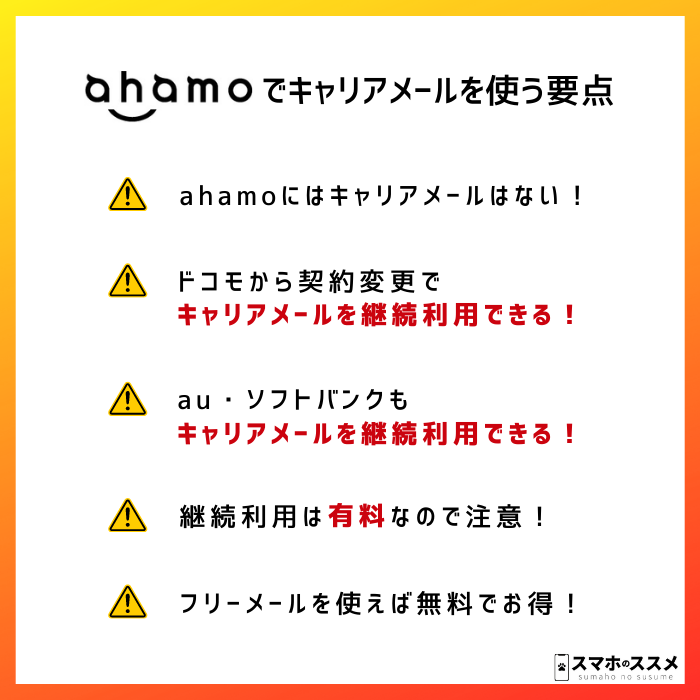 ahamoでキャリアメールを使う要点