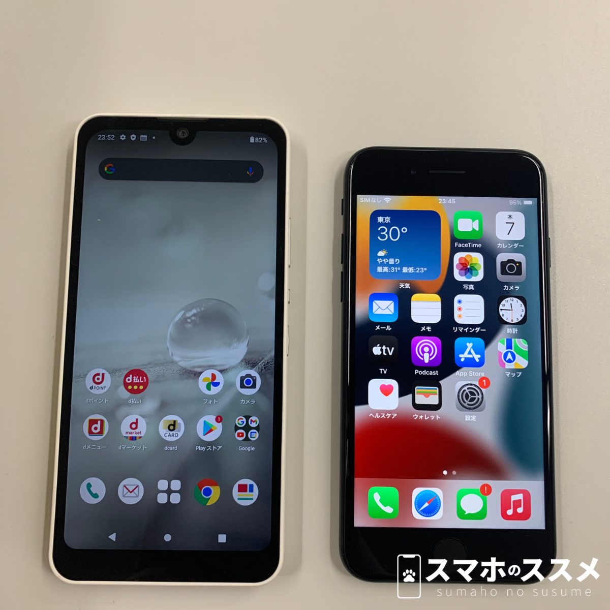 AQUOS wish2とiPhoneSE3の比較