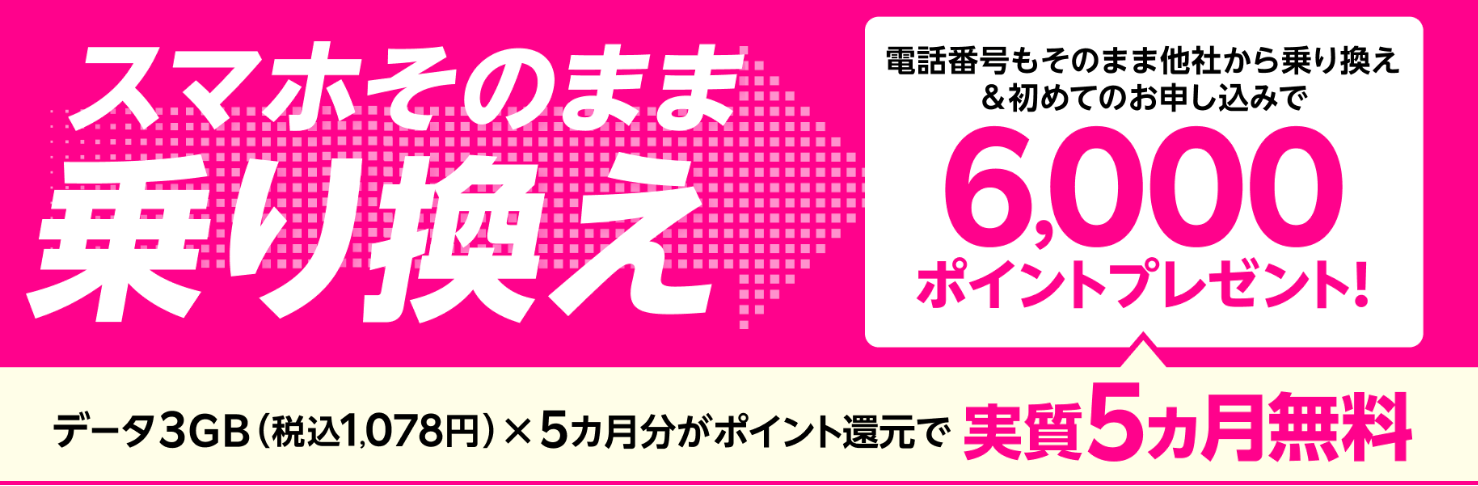 楽天モバイル 【Rakuten最強プランはじめてお申し込み特典】他社から乗り換えでポイントプレゼント