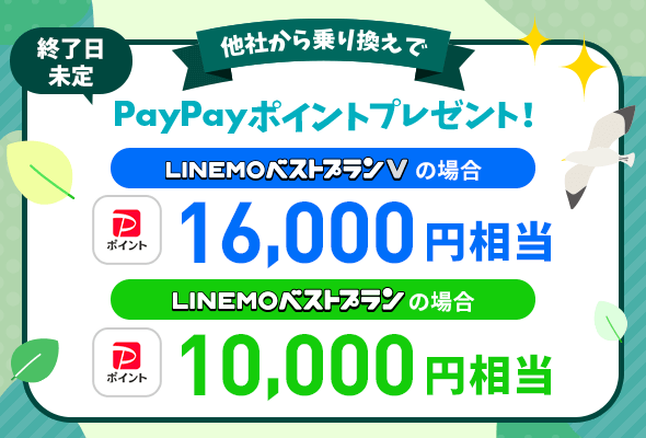 他社から乗り換えでPayPayポイントプレゼントキャンペーン
