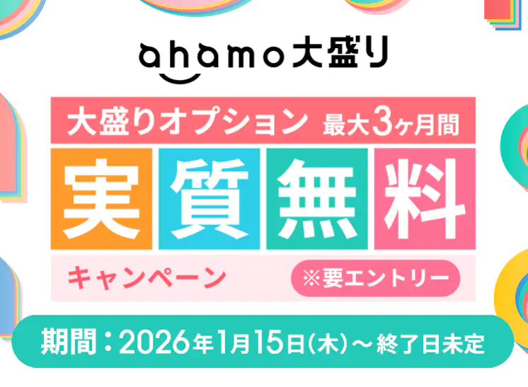 大盛りオプション最大3ヶ月間実質無料キャンペーン