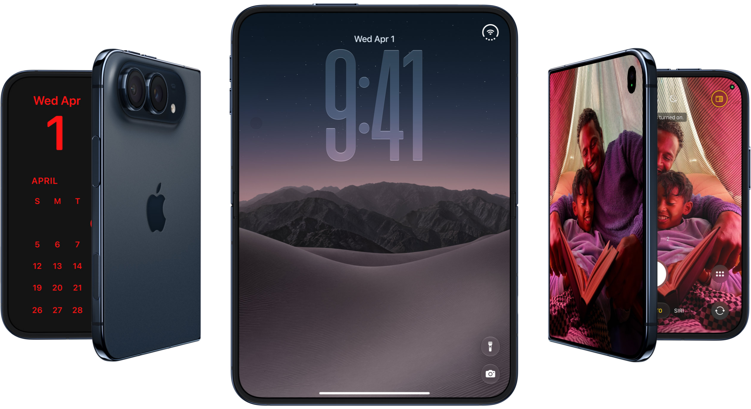 折りたたみiPhone「iPhone Duo」の閉じた状態と開いた状態